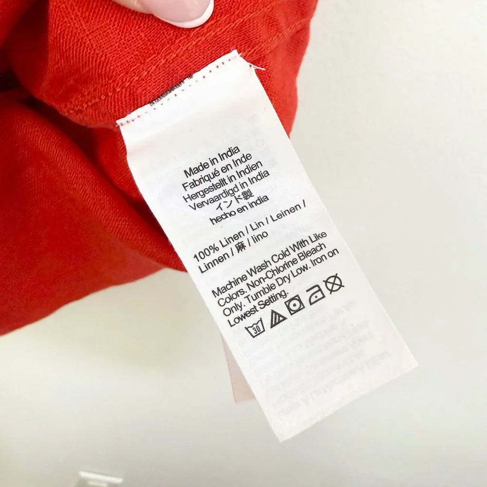 J.Crew Cabana Red Linen Belted Mini Dress Size Small Tall